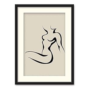 Black Framed Canvas Wall Art Line Drawing of Woman Home Artwork Decoration for Living Room, Bedroom - 23x31 inches