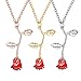 MUZHE Charm 3D Red Rose Flower Pendant Necklace, Romantic Rose Gift for Women, Beauty and The Beast Rose Jewelry, Gardeners Necklace (Gold Necklace)