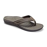 Vionic with Orthaheel Technology Men's Tide Toe Post Sandal,Brown,US 8 M