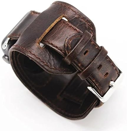 Compatible with 42mm Apple Watch Band, Cuff Bracelet Leather Band Strap Fit for 42mm Apple Watch Series 3/Watch Series 2/Series 1 (42mm,Coffee)