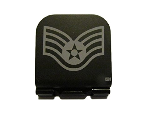 US Air Force Staff Sergeant Stripes Laser Etched Hat Clip Black