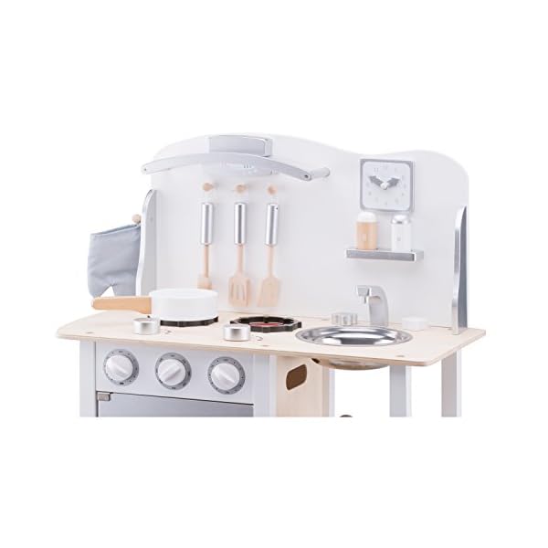 New Classic Toys - 11053 - Kinderrollenspiele - Hölzern Kinderküche Bon Appétit - Weis/Silver - Einschließlich Zubehör – Bild 8