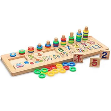 Hnt Kids Children Logarithmic Board Puzzle Montessori Learning to Count Numbers Matching Games Wooden Early Education Teaching Math