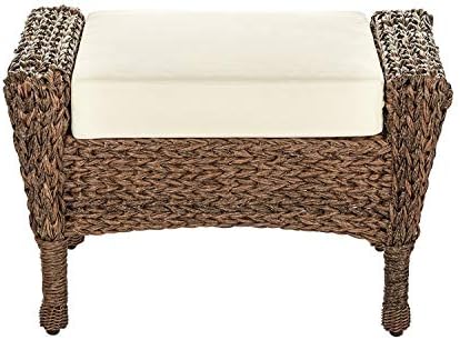 W Unlimited Outdoor Faux Sea Grass Garden Patio Ottoman Furniture Set, Brown