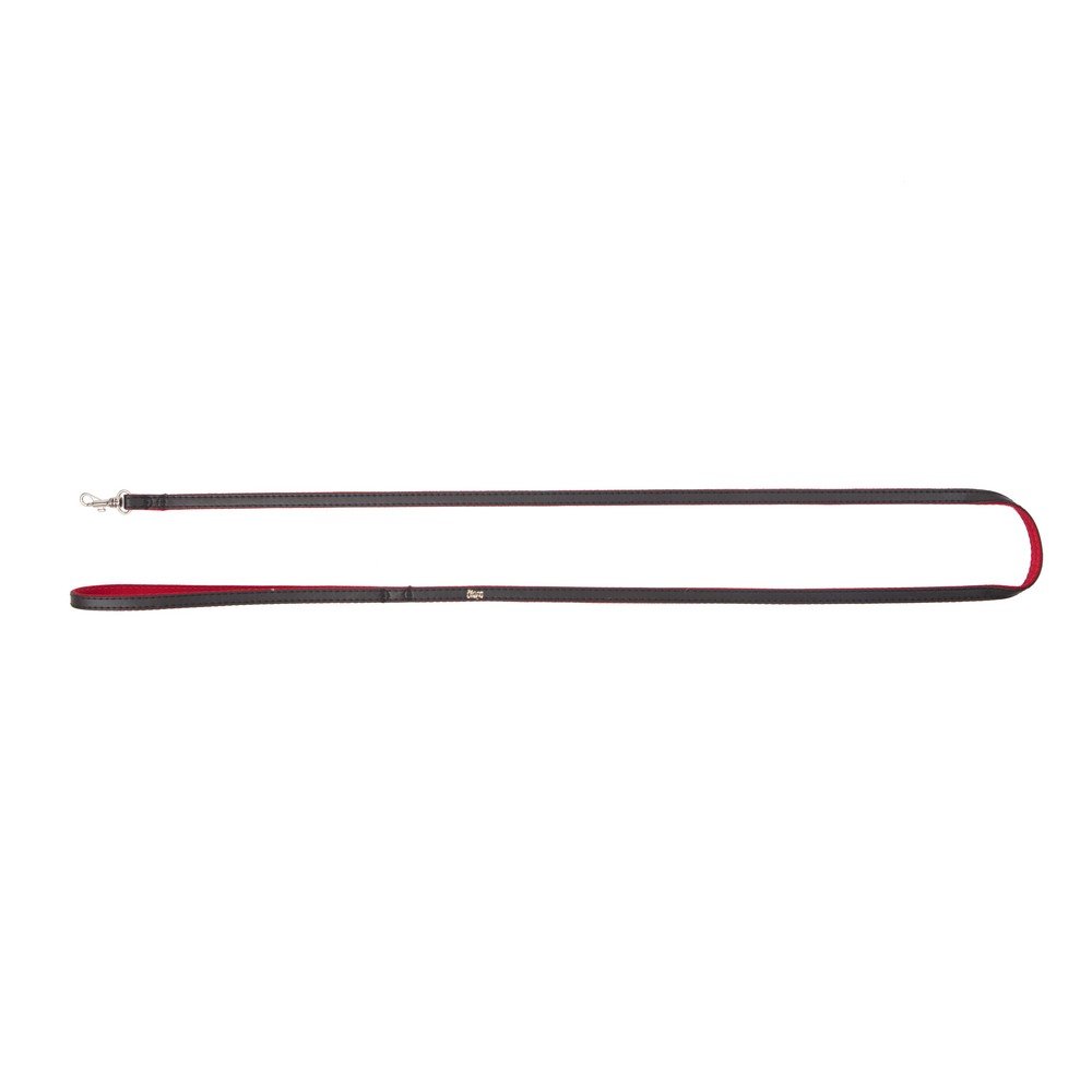 Dingo Basic Leash Made of Leather Imitation Useful for Dogs and Cats Black and Red 13148