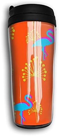 Waterhake Coffee Mug, Flamingo Tropical Plant Portable Insulated Organic Coffee Mug Carry Hand Cup Reusable Plastic Curve Travel Mug Coffee Tumbler For Women Men Kids Teens Adults
