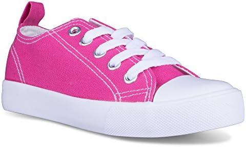 [SAV102-PINK-6] Girls Canvas Sneakers - Pink Tennis Shoes, Toddler Size 6