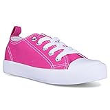[SAV102-PINK-8] Girls Canvas Sneakers - Pink Tennis Shoes, Toddler Size 8