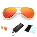 YuFalling Polarized Aviator Sunglasses for Men and Women (gold frame/orange-red lens, 58)