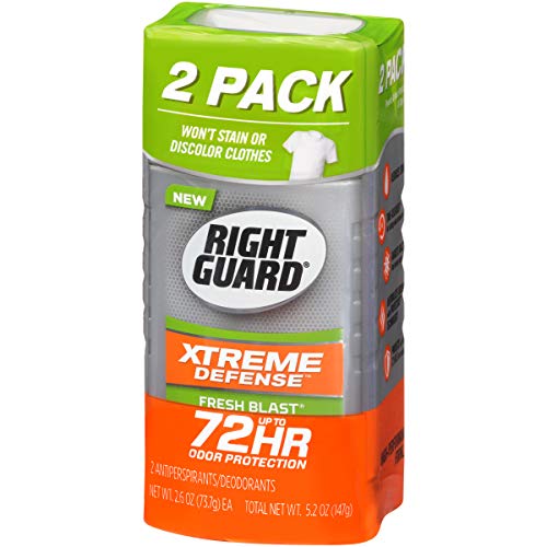 RIGHT GUARD XTREME DEFENSE ANTIPERSPIRANT DEODORANT INVISIBLE SOLID STICK, FRESH BLAST, 2.6 OUNCE TWIN PACK (PACK OF 3)