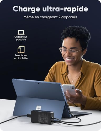 Surface Charger 127W 15V 8A Power Supply for Microsoft Surface Book 3/Book 2/1, Surface Laptop Studio 2/1, Surface Pro 11/10/9/8/7+/7/6/5/4/3/X, Surface Laptop 7/6/5/4/3, Windows Surface Go/Tablet