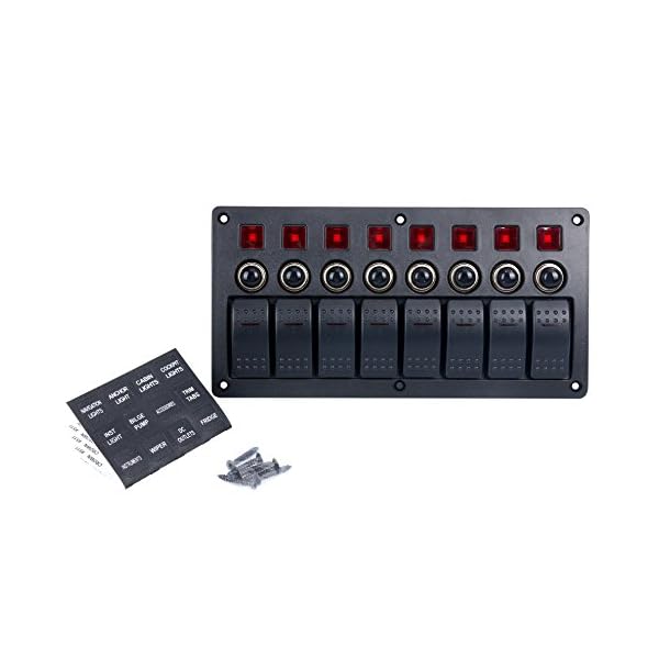 Amarine-made-8-Gang-Red-LED-Indicators-Rocker-Circuit-Breaker-Waterproof-Marine-Boat-Rv-Switch-Panel-PN-CB8-R