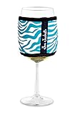 Joe Jacket Wine Glass Insulator, Neoprene Sleeve, Drink Holder - Turquoise Zebra (many colors avail.)