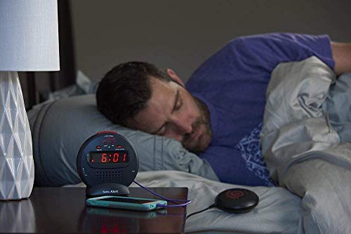 Sonic Alert Cool Alarm Clock, Bomb Jr Digital Home Bedside Small Loud Alarm Clock, Black