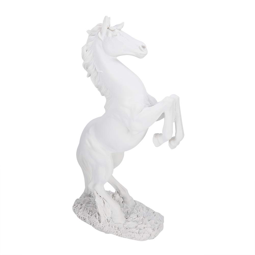 Standing Horse Statue Resin Horse Statue White Horse Sculpture Fighting Horse Statue Desk Ornament Animal Ornament Sculpture for Home Office Shelf Front Desk Decor
