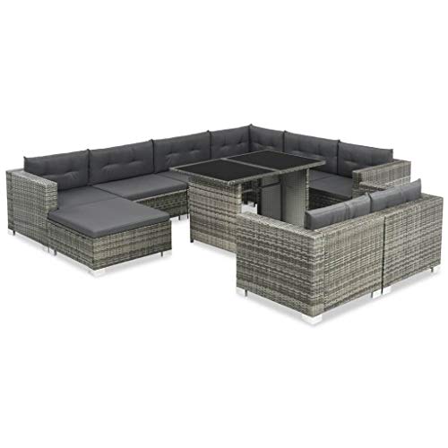 Festnight Gartensofa-Set 28-TLG. | Poly Rattan Lounge Set Lounge Möbel | Lounge Sofa Garnitur | Rattan Gartenmöbel Gartenset | Garten Sitzgruppe | Gartengarnitur | Grau