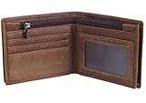 Polare Men's Cowboy Genuine Natural Crazy Horse Leather Bifold Wallet (Small)