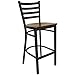 Flash Furniture HERCULES Series Black Ladder Back Metal Restaurant Barstool - Mahogany Wood Seat