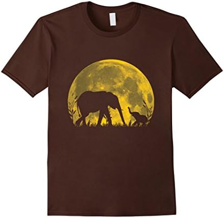 Mens Elephant and Moon Safari Shirt - African Wildlife XL Brown