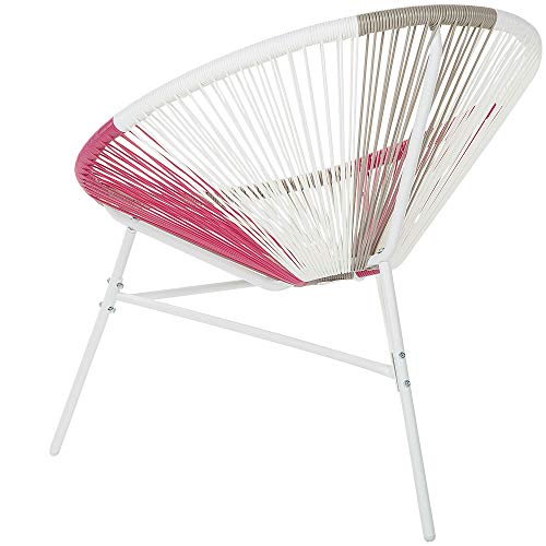 Beliani Gartenstuhl mexikanischer Stuhl weiß beige rosa Rattanstuhl Acapulco – Bild 7