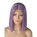 Benafee Lilac Lace Front Human Hair Bob Wig Silky Straight Middle Part Short Bob Wigs Glueless Pre Plucked 180 Density Swiss Lace Remy Hair Bob Wig 8 Inch