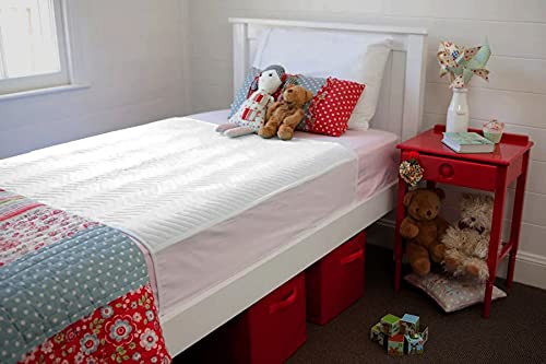 Washable Bed Protector/Pad with Tucks, White - Pack of 1