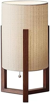 17" Mid Century Statement Table Lamp with Pull Chain in Walnut