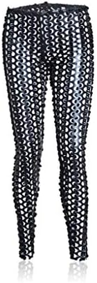 NRDYP Exotic Faux Leather Leggings Clubwear for Women's Bodysuits Underwear Hollow Skinny Leather Pants,Black