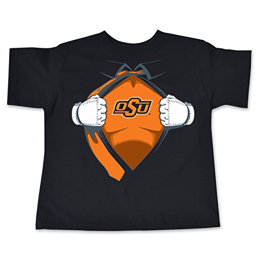 NCAA Oklahoma State Cowboys Children Short sleeve Toddler Tee Superhero Sports Fan T Shirt, 2 , Black