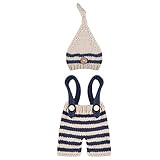MSFS Baby Photo Costume Crochet Outfits Cute Photograph Props for Boy Girls (Striped set)