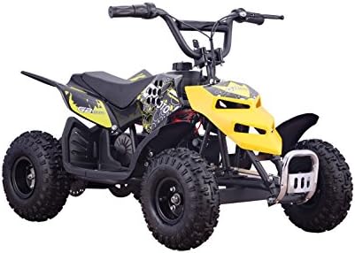 Four Wheelers For Kids 24V Yellow Mini Quad ATV Dirt Motor Bike Electric Battery Powered