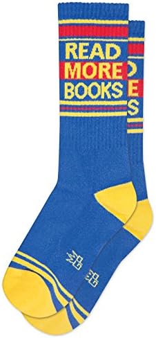READ MORE BOOKS Socks by Gumball Poodle: Make A Statement, Unisex Gym Sock: Blue, Red and Yellow