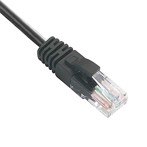 25' FT CAT5e Patch Cord Cable Black UL Gold Plated RJ45 24 AWG Copper TIA/EIA UTP Molded End Connector 350 MHz RJ45 Jumper Ethernet Data Phone Audio Signal Communication Network Distribution