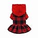 Fitwarm Knitted Plaid Dog Dress Hoodie Sweatshirts Pet Clothes Sweater Coats Cat Outfits Red Medium