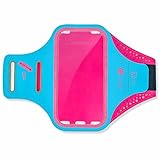 F-color Phone Armbands for Cellphones Armband for Phone iPhone 6S 6 Plus (Not for iPhone 7 7 Plus),Phones with screen up to 5.5 inches, Running Band with Earbuds Slots Key and Card Holder,Blue + Pink
