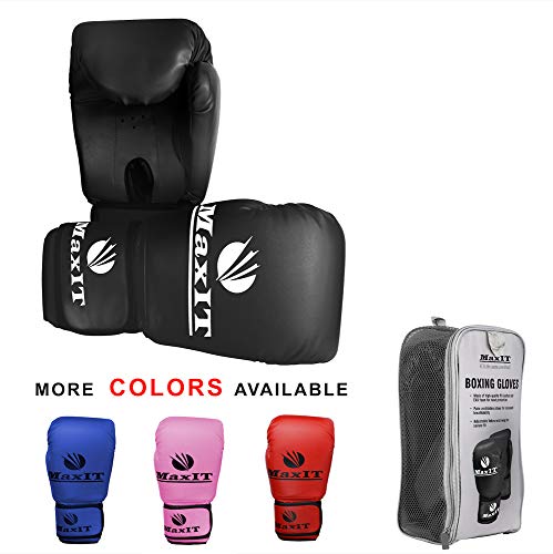 MaxIT Pro Style Boxing Gloves | Padded Odor-Free PU Leather for Men or Women | Hand Glove Set for MMA, Muay Thai, Sparring, Boxing, Kickboxing, Punching Bag, Training, Fighting Sports