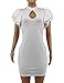 Mokoru Women's Sexy Ruffle Short Sleeve Hollow Out Bodycon Party Mini Club Dress, XX-Large, White