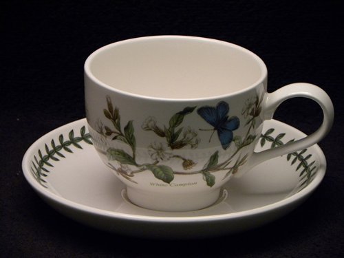 Portmeirion Botanic Garden Breakfast Cup & Saucer Traditional White Campion