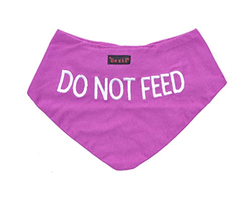 DO NOT FEED Purple Dog Bandana quality personalised embroidered message neck scarf fashion accessory Prevents accidents by warning others of your dog in advance