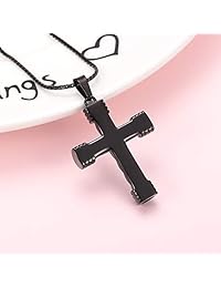 Imrsanl Cremation Jewelry for Ashes Cross Urn Necklace Pendant Keepsake Religious Cross Memorial Ash Jewelry