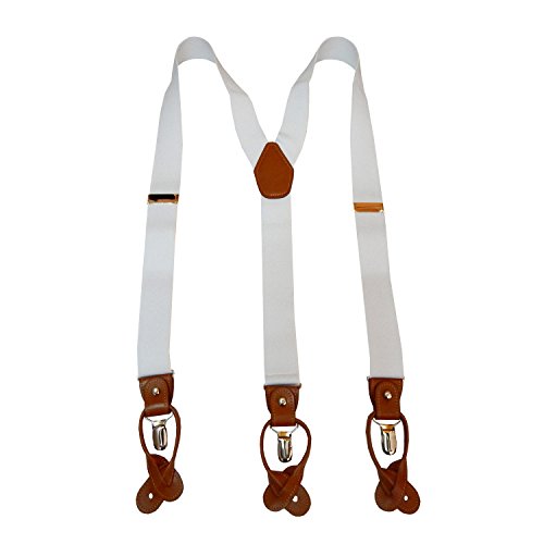 Lethato men s 35 mm y-back white suspender with convert…