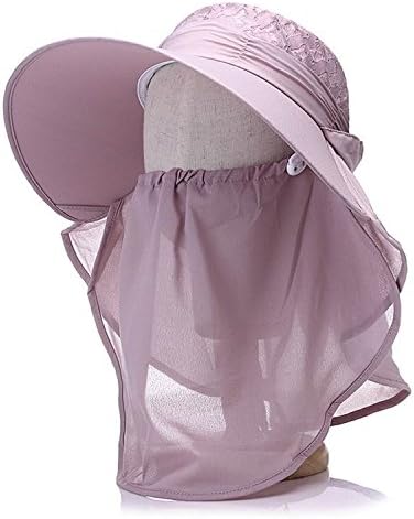 YHQYZZ Summer Women Sun Hat Big Brim Summer Female Cap Mask Sun Sunscreen Hat Lace Breathable Sunhat Outdoor Full Protecion 6