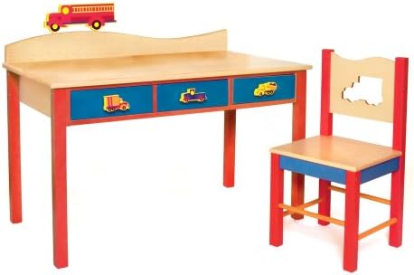 Room Magic Desk/Chair Set, Boys Like Trucks Natural