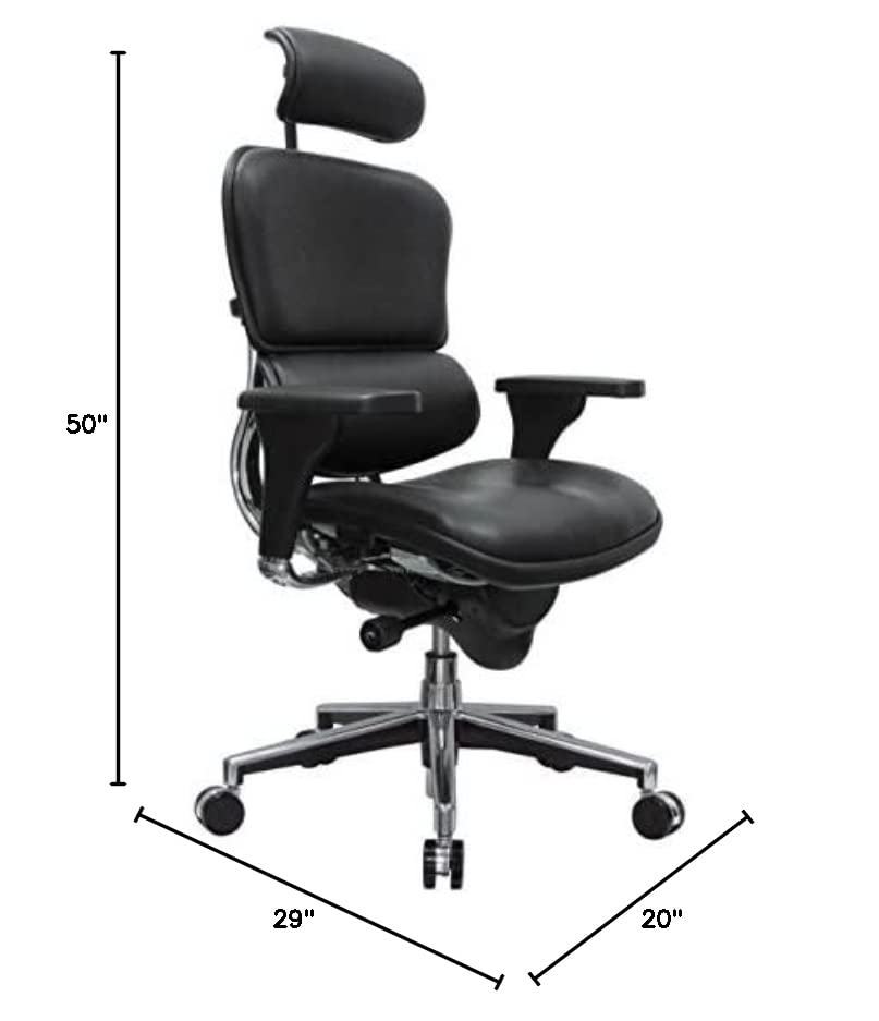 Eurotech Seating Ergohuman High Back Leather Swivel Chair, Black
