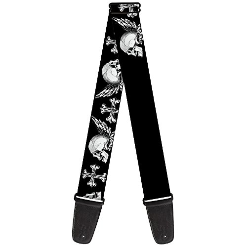 Buckle-Down GS-W30266 "BD Skulls w/Wings Black/White" Guitar Strap