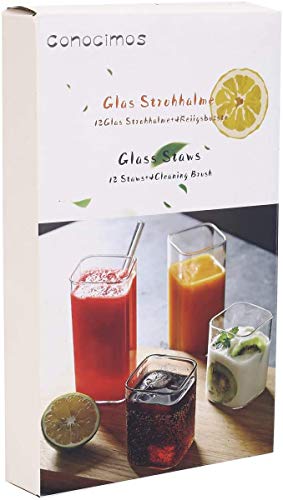 Glas Strohhalme Wiederverwendbare Kurz & Lang,Glasstrohalme Strohhalme Glas Transparent Glas Strohhalm Set Breite… – Bild 8