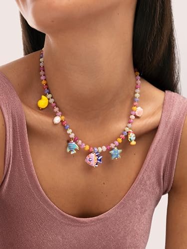 Colar Ouro de Aço das Cores Oceânicas Femininas