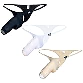 Gogobear Mens Ice Silk Front Open Elephant Nose Underwear Low Rise Solid Color G-String Bikini Thong Underpants