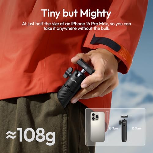 ULANZI MT66 Magnetic Mini Extension Rod Tripod for DJI Osmo Action 5 Pro/4/3/Osmo 360, with Backpack Velcro Strap for Vlog Video Recording, Multi-Modes Backpack Clip/Selfie Stick/Handle Grip