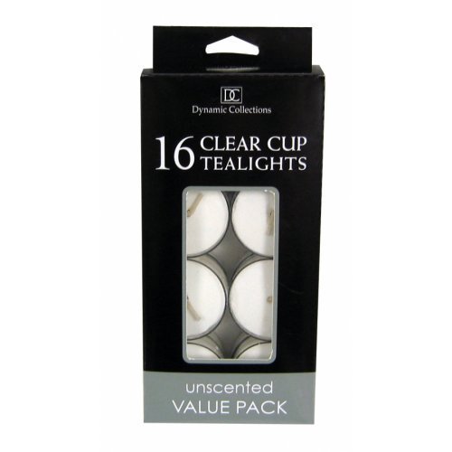 16pk Clear Cup Tealights White (pack of 1 SET)